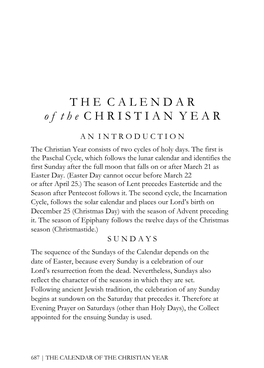 Calendar of the Christian Year