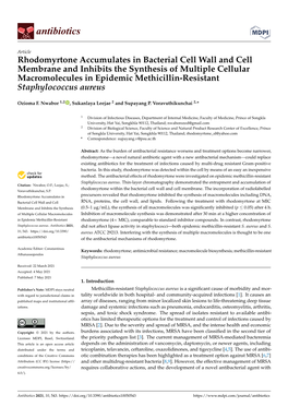 Rhodomyrtone Accumulates in Bacterial Cell Wall and Cell