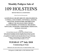 109 Holsteins British Friesians & Shorthorns