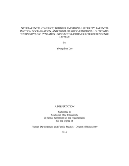 Interparental Conflict, Toddler Emotional Security, Parental