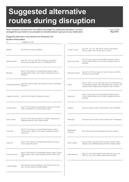 Suggested Alternative Routes During Disruption