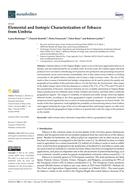 Elemental and Isotopic Characterization of Tobacco from Umbria