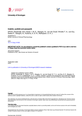 Imatinib, Sunitinib and Pazopanib DPOG; Westerdijk, Kim; Desar, I