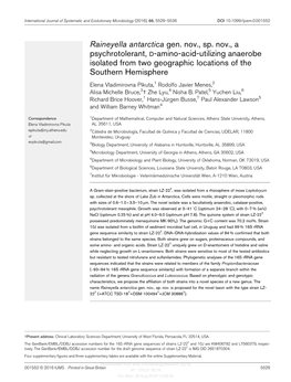 Raineyella Antarctica Gen. Nov., Sp. Nov., a Psychrotolerant, D-Amino