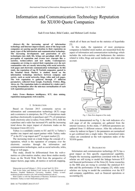 Information and Communication Technology Reputation for XU030 Quote Companies