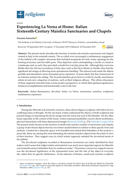 Italian Sixteenth-Century Maiolica Sanctuaries and Chapels