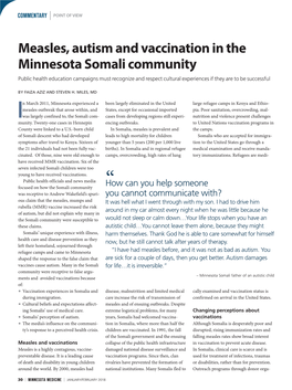 Measles, Autism and Vaccination in the Minnesota Somali Community