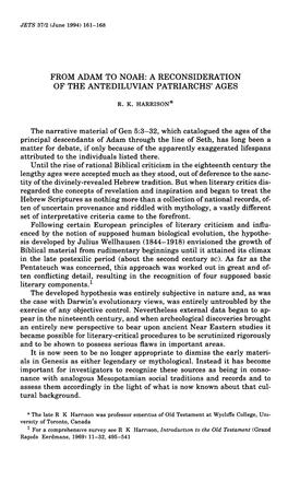 From Adam to Noah: a Reconsideration of the Antediluvian Patriarchs' Ages