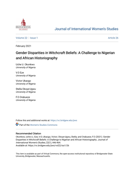 Gender Disparities in Witchcraft Beliefs: a Challenge to Nigerian and African Historiography