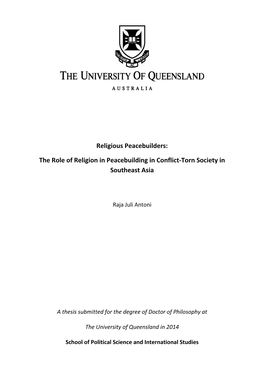 The Role of Religion in Peacebuilding in Conflict-Torn Society in Southeast Asia