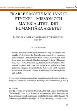 Mission Och Materialitet I Det Humanitära Arbetet