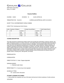 Course Outline 3/23/2018 1