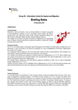 Briefing Notes 19 December 2016