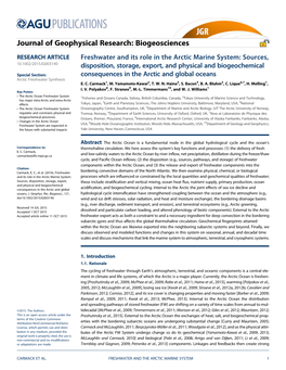 Fresh Water and Its Role in the Arctic Marine System