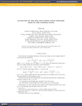 On Bounds of the Sine and Cosine Along Straight Lines on the Complex Plane