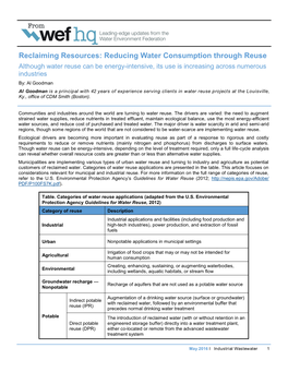 Reclaiming Resources: Reducing Water Consumption Through Reuse