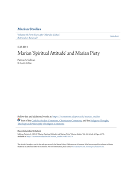 Marian Studies Volume 65 Forty Years After ‘Marialis Cultus’: Article 4 Retrieval Or Renewal?