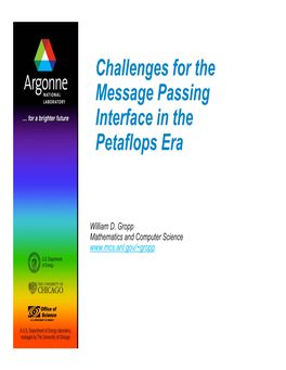 Challenges for the Message Passing Interface in the Petaflops Era