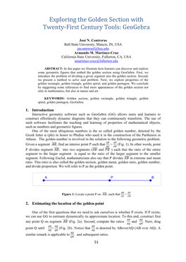 Exploring the Golden Section with Twenty-First Century Tools: Geogebra