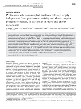 Proteasome Inhibitor-Adapted Myeloma Cells Are Largely