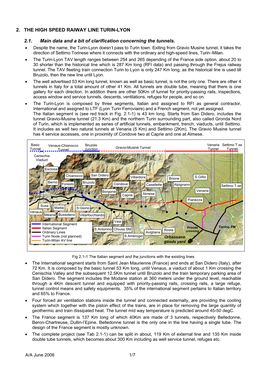 2. the HIGH SPEED RAIWAY LINE TURIN-LYON 2.1. Main Data and a Bit of Clarification Concerning the Tunnels