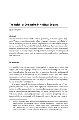 The Weight of Comparing in Medieval England