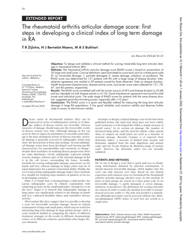 The Rheumatoid Arthritis Articular Damage Score