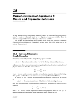 Partial Differential Equations I: Basics and Separable Solutions