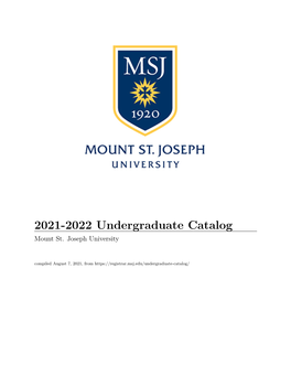 2021-2022 Undergraduate Catalog Mount St