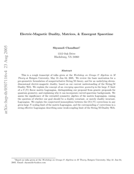 Electric-Magnetic Duality, Matrices, & Emergent Spacetime