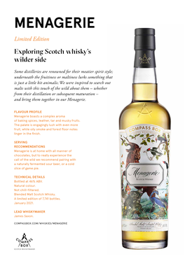 MENAGERIE Limited Edition Exploring Scotch Whisky’S Wilder Side