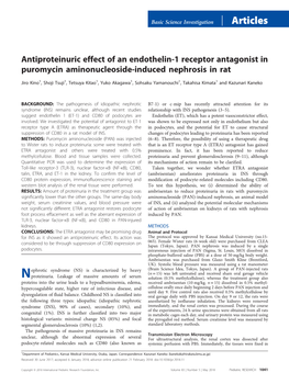 Antiproteinuric Effect of an Endothelin-1 Receptor Antagonist in Puromycin Aminonucleoside-Induced Nephrosis in Rat