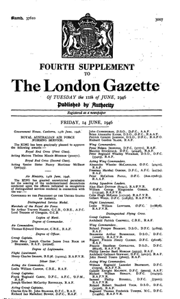 The London Gazette of TUESDAY the Nth of JUNE, 1946 Published by Fiufyotity Registered As a Newspaper
