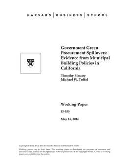 Government Green Procurement Spillovers: Evidence from Municipal Building Policies in California