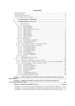 Sommaire Liste Des Tableaux