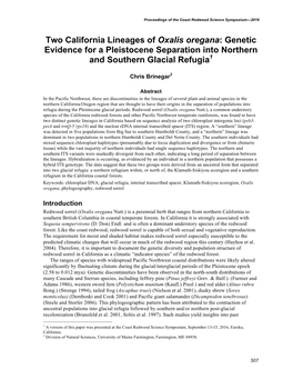 Two California Lineages of Oxalis Oregana: Genetic Evidence for a Pleistocene Separation Into Northern and Southern Glacial Refugia1