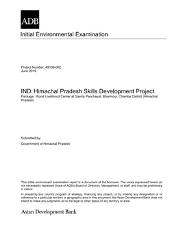 Initial Environmental Examination IND:Himachal Pradesh Skills