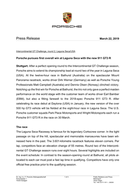 Press Release March 22, 2019