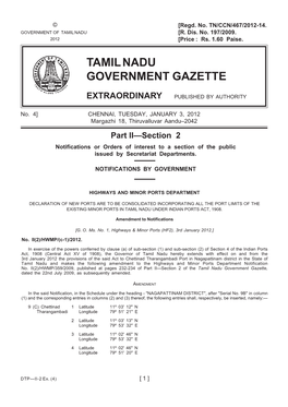 Tamil Nadu Government Gazette Extraordinary