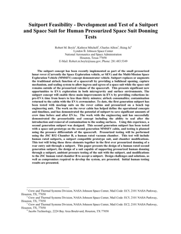 Suitport Feasibility - Development and Test of a Suitport and Space Suit for Human Pressurized Space Suit Donning Tests