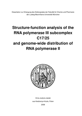 Structure-Function Analysis of the RNA Polymerase III Subcomplex C17/25 and Genome-Wide Distribution of RNA Polymerase II