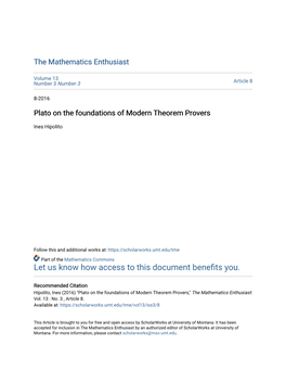 Plato on the Foundations of Modern Theorem Provers