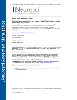 Enhanced Dendritic Inhibition and Impaired NMDAR Activation in a Mouse Model of Down Syndrome