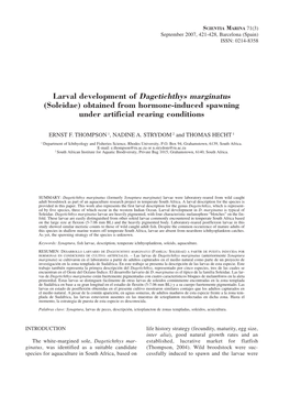 Larval Development of Dagetichthys Marginatus (Soleidae) Obtained from Hormone-Induced Spawning Under Artificial Rearing Conditions