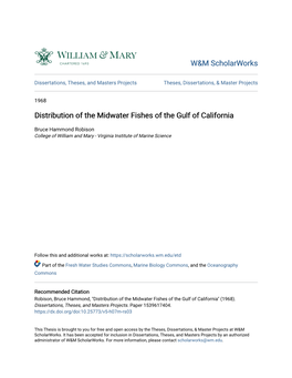 Distribution of the Midwater Fishes of the Gulf of California