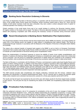 Recent Developments in Banking Sector Stabilisation Plan Implementation