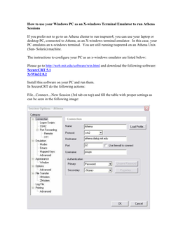 How to Use Your Windows PC As an X-Windows Terminal Emulator to Run Athena Sessions