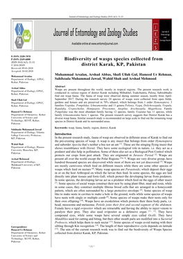 Biodiversity of Wasps Species Collected from District Karak, KP