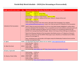Parish Holy Week Schedule – 2020 (Live Streaming Or Prerecorded)