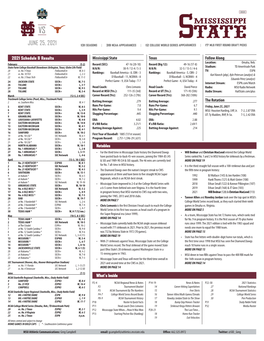 2021 Schedule & Results Mississippi State Texas Follow Along The